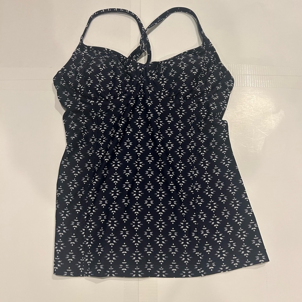 Athleta Tankini Top Taza Kaimana Women’s 32 B/C Navy Geometric Adjustable